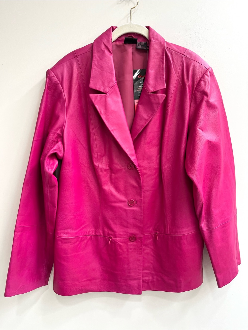New Vintage Shape FX by Newport News Genuine Leather Pink Jacket Button Front